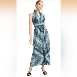 Shoshanna Blue Reef Multi Halter Maxi Dress